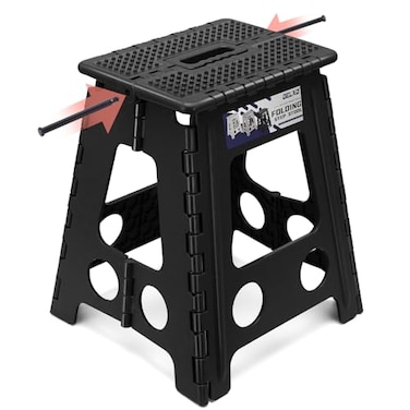 Delxo 16 Inch Folding Step Stool, Foldable Step Stool for Adults Black Dot