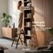 Soladder 3 Step Ladder, Folding Step Stool, Black &amp; Woodgrain