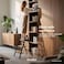Soladder 3 Step Ladder, Folding Step Stool, Black &amp; Woodgrain