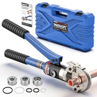 Swansoft Copper Pipe Crimping Tool with 1/2",3/4",1" Dies, Press Tool for Copper Tube