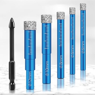 Gaqwok 6 Pcs Diamond Drill Bits Set for Porcelain, Ceramic, Glass &amp; Tile