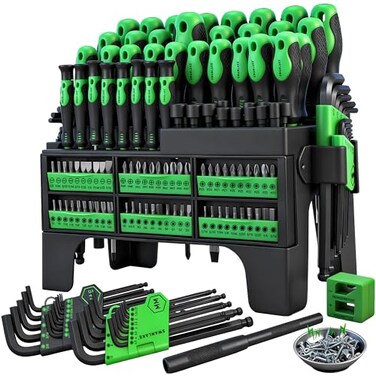 Swanlake garden tools 141-Piece Magnetic Screwdriver Set with Plastic Rack, Torx/Slotted/Phillips Precision Screwdrivers, Sae &amp; Metric Hex Key Kit, Ratchet Handle &amp; Screwdriver Bits, Diy Tools for
