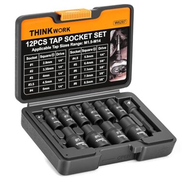 Thinkwork 12-Piece Magnetic Tap Socket Set, 1/4" &amp; 3/8" Square Drive Tap Handle Tool