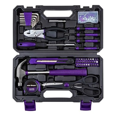 Cartman Complete Household Tool Set, Purple Hand Kit with Storage Case