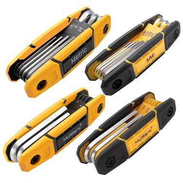 Mulwark 4 Pack Folding Allen Wrenches Sets 17-Piece Complete Metric &amp; Standard Sae Hex Key Set with Portable Holders for Basic Home Repair, Furniture Assembly, and Diy Projects