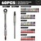 Geinxurn 60PCS Mini T-Handle Ratchet Wrench Set, 72-Tooth Reversible Ratchet with Extension Bar,1/4" Socket Adapter, and 1 Impact (Phillips/Torx/Hex) Screwdriver Bit Stored in Coded Base for Repair