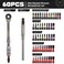 Geinxurn 60PCS Mini T-Handle Ratchet Wrench Set, 72-Tooth Reversible Ratchet with Extension Bar,1/4" Socket Adapter, and 1 Impact (Phillips/Torx/Hex) Screwdriver Bit Stored in Coded Base for Repair