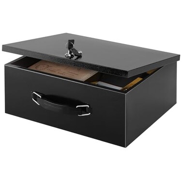 Xydled Fireproof Document Box with Key Lock, Fire Safe Box, Black