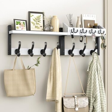 Evermagin 29" Coat Rack Wall Mount with Shelf for Entryway, White