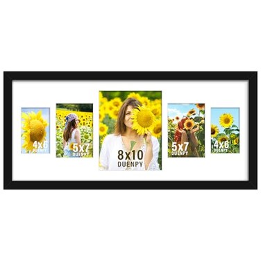 Duenpy 12X28 Collage Frame Multi Size Photo Display Black