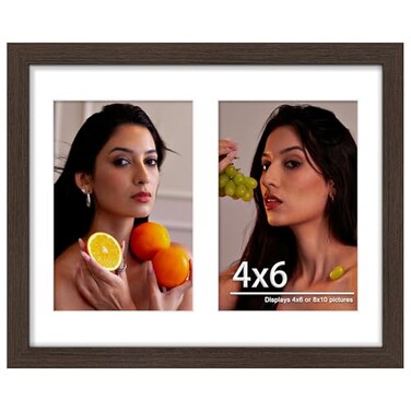 Duenpy 8X10 Double Frame for 2 4X6 Photos Walnut