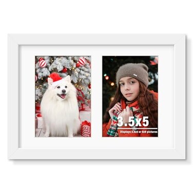 Duenpy 6X9 Double Collage Frame for 2 3.5x5 Photos White