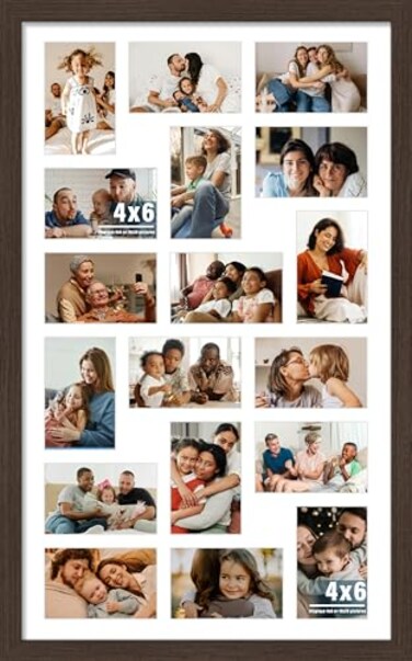 Duenpy 18X30 Collage Frame for 18 4X6 Photos Walnut