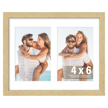 Duenpy 8X10 Solid Wood Double Frame for 2 4X6 Photos