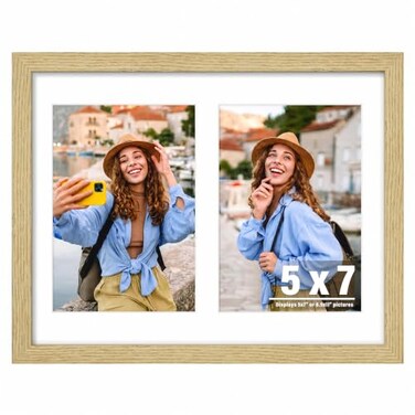Duenpy 8.5x11 Solid Wood Double Frame for 2 5X7 Photos