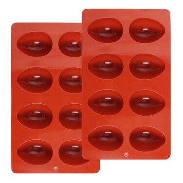 Dqwtb 2 Pack Silicone Egg Molds 8 Cavity Easter Silicone Candy Mold 3D Egg-Shaped Silicone Baking Mold for Chocolate, Jello, Mini Cakes, Diy Desserts, Candy, Ice, Pudding, Baking (2, Brick Red)
