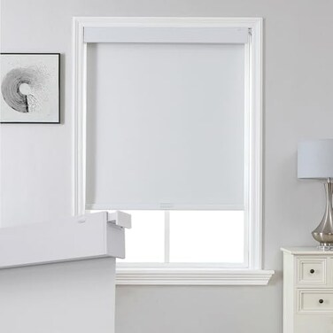 Joydeco No Drill Blackout Roller Shades, 25" W X 75" H, White