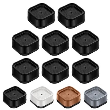 Shouwuhho 8 Pack Furniture Risers Adjustable Bed Risers Heavy Duty Lifts Height 1", Square Stackable Bed Risers 1, 2 or 3 Inch for Desk Leg Table Couch Sofa Chair Bed Frame Legs Dorm, Black