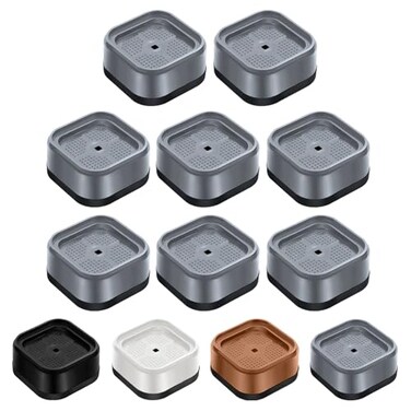 Shouwuhho 8 Pack Furniture Risers Adjustable Bed Risers Heavy Duty Lifts Height 1", Square Stackable Bed Risers 1, 2 or 3 Inch for Desk Leg Table Couch Sofa Chair Bed Frame Legs Dorm, Gray