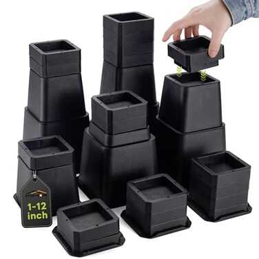 BTSD-home Adjustable Bed Risers 12 Inch