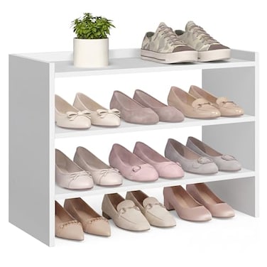 Vasagle 3-Tier Shoe Rack for Closet, Stackable Shoe Organizer Shelf