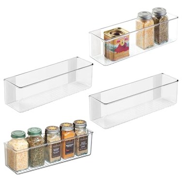 iDesign Adhesive Organizer Bin, Set of 4, Clear