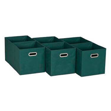 Household Essentials 6 Ct Open Fabric Cube Storage Bins, Forest Green