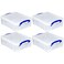 Really Useful Box 4 Pack Storage Bins, Clear Plastic Stackable Organizing Totes, 8.1 Liter