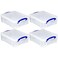 Really Useful Box 4 Pack Storage Bins, Clear Plastic Stackable Organizing Totes, 8.1 Liter