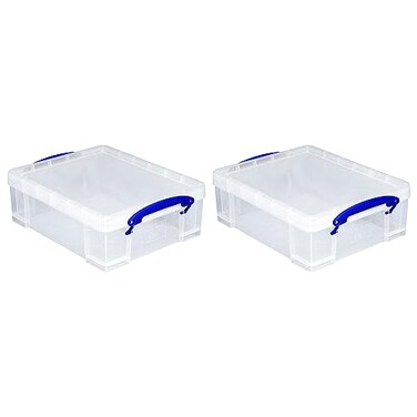 Really Useful Box 2 Pack Storage Bins, Clear Plastic Stackable Organizing Totes, 8.1 Liter
