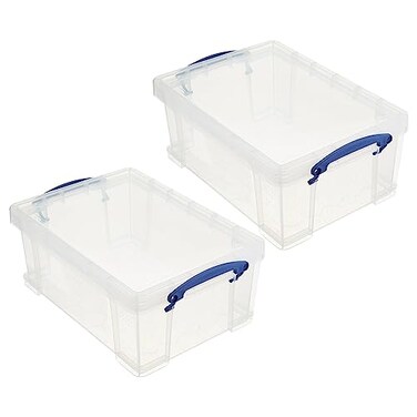 Really Useful Box 9-Liter Plastic Storage Bins with Lids, 2 Pack