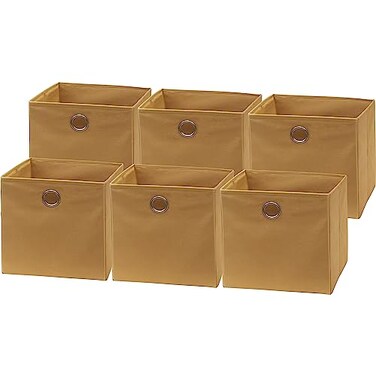 Simple Houseware 11-Inch Foldable Cube Storage Bins with Handles, Tan