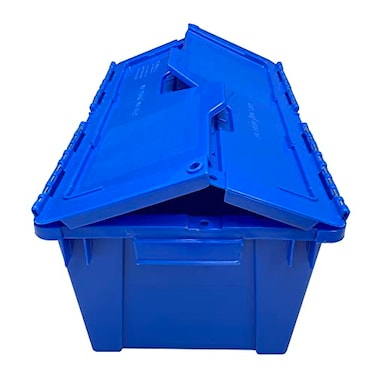 Ubmove Heavy Duty Stackable Crates, 2 Pack, Blue, Storage Bins with Lids