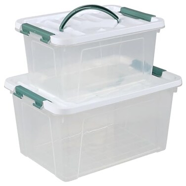 Uumitty Clear Storage Latch Box/Bin, 2-Pack (14 Qt &amp; 7QT)