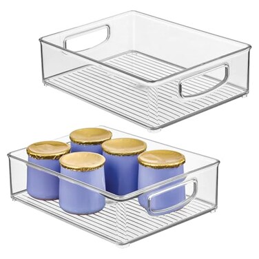 iDesign Plastic Stackable Pantry Bin, Set of 2, Clear