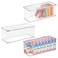 iDesign Plastic Stackable Hinged-Lid Storage Box, Set of 3, Clear