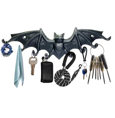 Hallocool Bat Key Hooks Gothic Bat Key Holder Casting Iron Wall Mount Key Rack