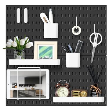 Vusign Pegboard Combination Wall Organizer Kit 22" X 22", Black