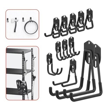 Walmann Garage Storage Hooks, Wall Mount Utility Hooks for Tools, Black