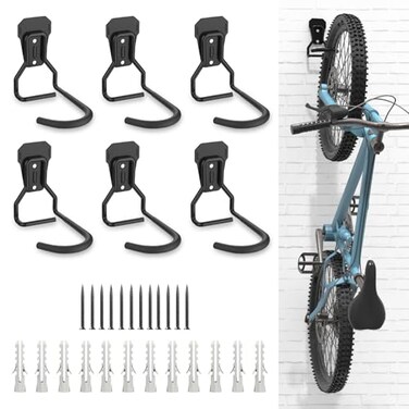 Housolution Bike Wall Mount with Fixed Hook, 6 Pack Bike Storage Rack