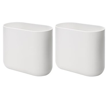 iDesign Small Slim Plastic Bathroom Trash Can, 2-Pack, White