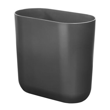 iDesign Small Slim Plastic Bathroom Trash Can, Gray