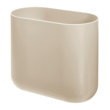 iDesign Small Slim Plastic Bathroom Trash Can, Brown