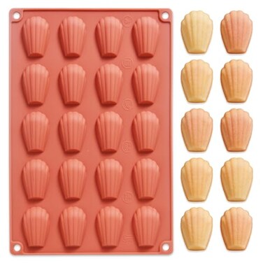 Fchil Silicone Madeleine Mold 20-Cavity Shell Shaped Baking Pan