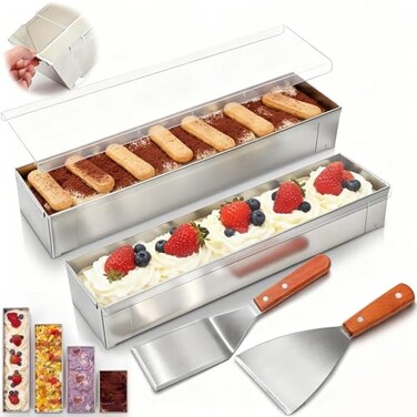 Blushtier 2 Pack Rectangle Tiramisu Pan Removable 15.75 X 3.94 X 2.56 Inch