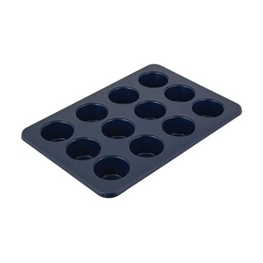 KitchenAid 12-CUP Nonstick Aluminized Steel Muffin Pan, Ink Blue