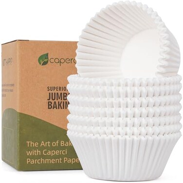 Caperci 200PCS Parchment Jumbo Cupcake Muffin Liners for Baking White Paper