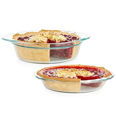 Pyrex Deep 2-Pack (9.5") Glass Baking Dish Set, Round Pie Glass Bakeware