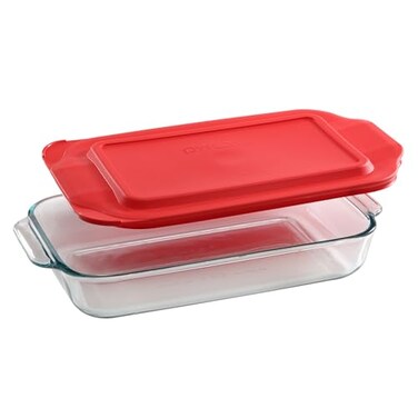 Pyrex Basics 2 Qt Glass Baking Dish with Lid, Tempered Glass Baking Dish