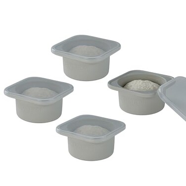 Kevjes Stackable Silicone Artisan Pizza Dough Proofing Proving Containers with Lids-2/3/4/5 Pack-500Ml Portion (Grey, 4 Pack)
